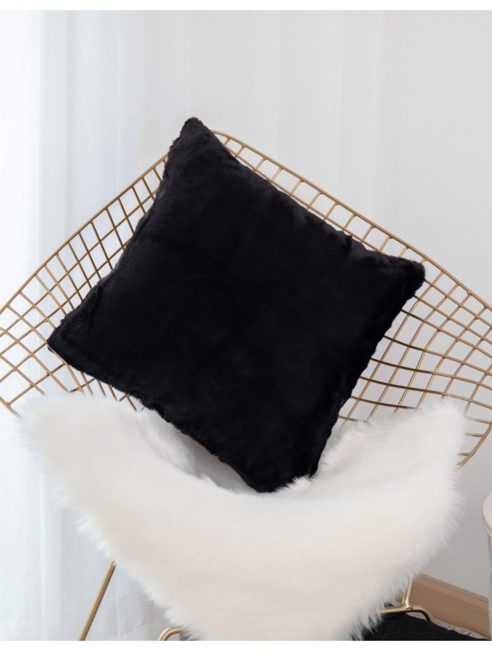 Euro Sham Faux Fur Pillow Cover LARGE 26x26” BLACK